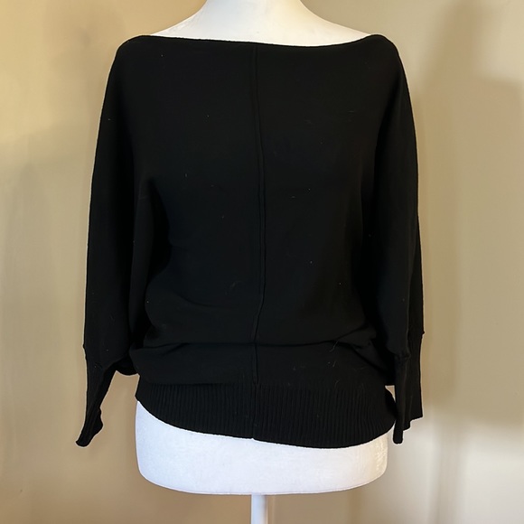Black off the shoulder dolman sweater - Picture 2 of 5